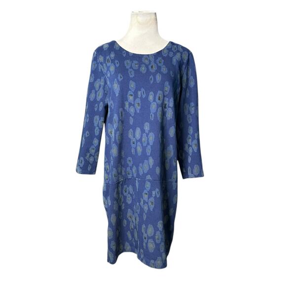 Gap Blue Leopard Print 3/4 Sleeve Mini Dress size M - Picture 1 of 12